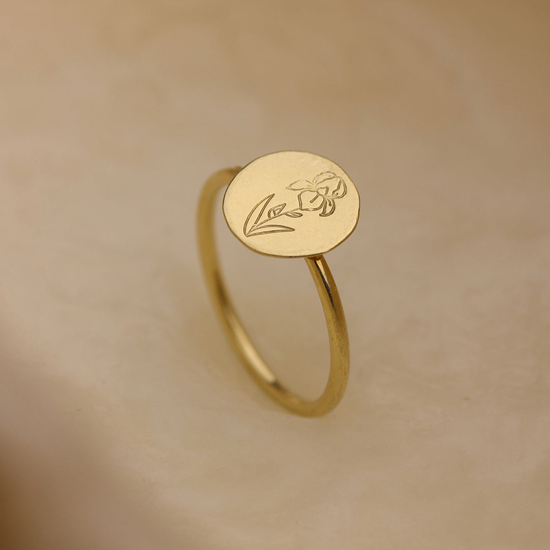 Pebble Birthflower Ring